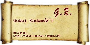 Gebei Radomér névjegykártya